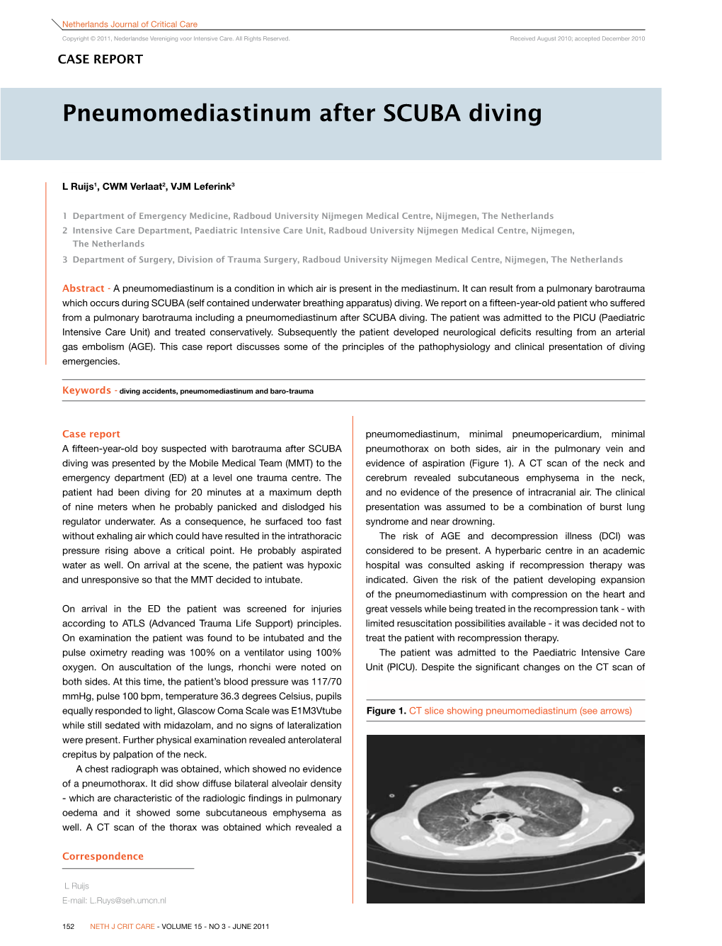 Pneumomediastinum After SCUBA Diving