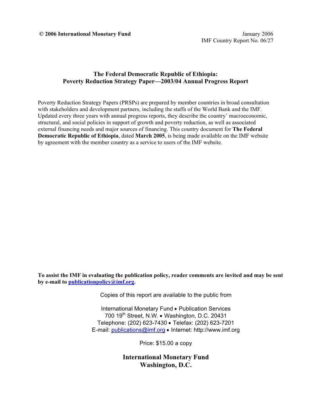 Poverty Reduction Strategy Paper--2003/04 Annual Progress