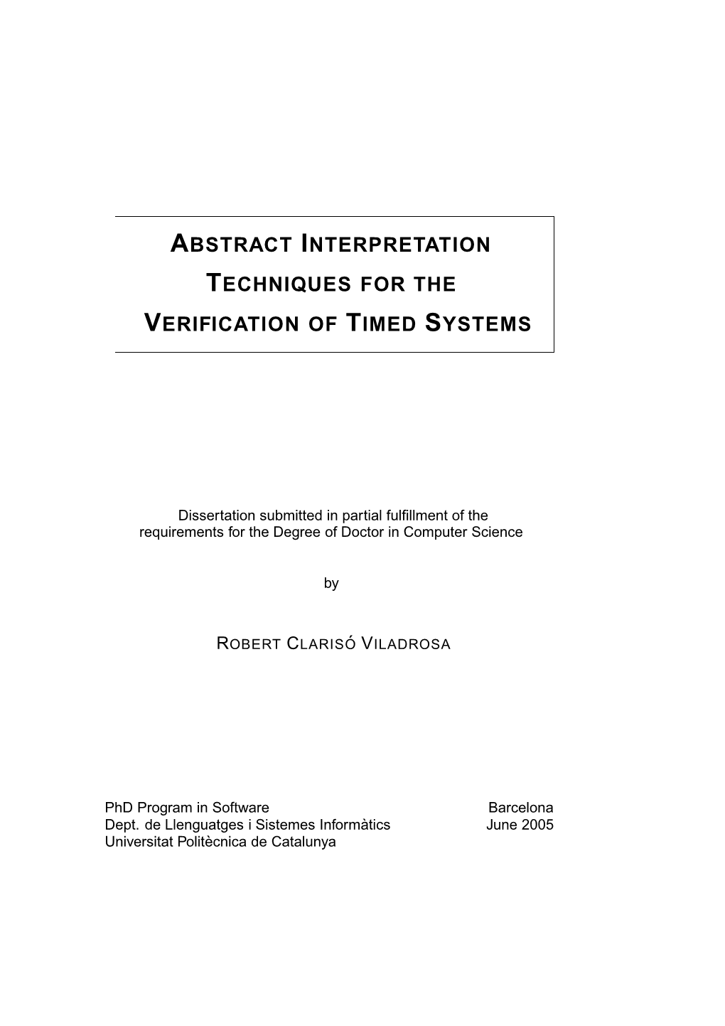 Abstract Interpretation Techniques for the Verification of Timed Systems