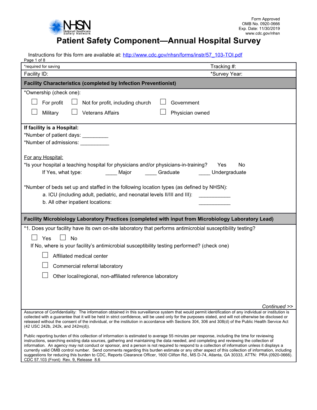 57.103 Annual Facility Survey