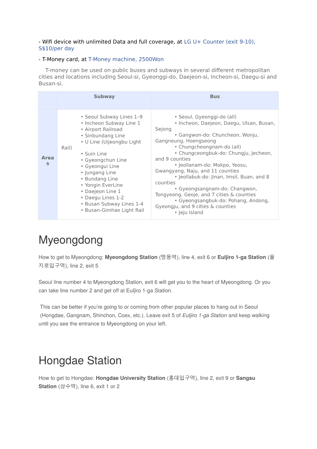 Myeongdong Hongdae Station