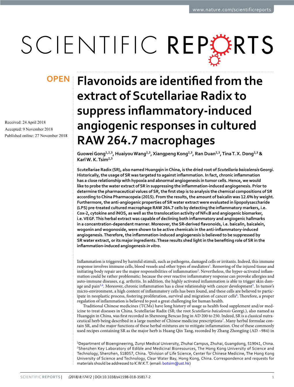 Flavonoids Are Identified from the Extract of Scutellariae Radix To