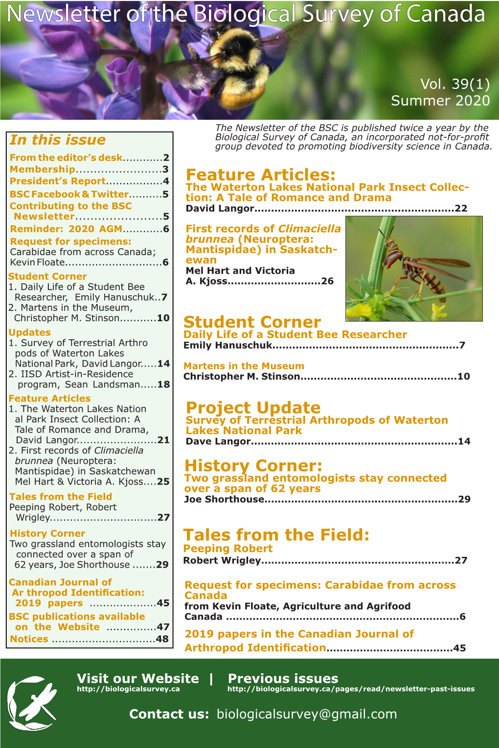 Newsletter of the Biological Survey of Canada