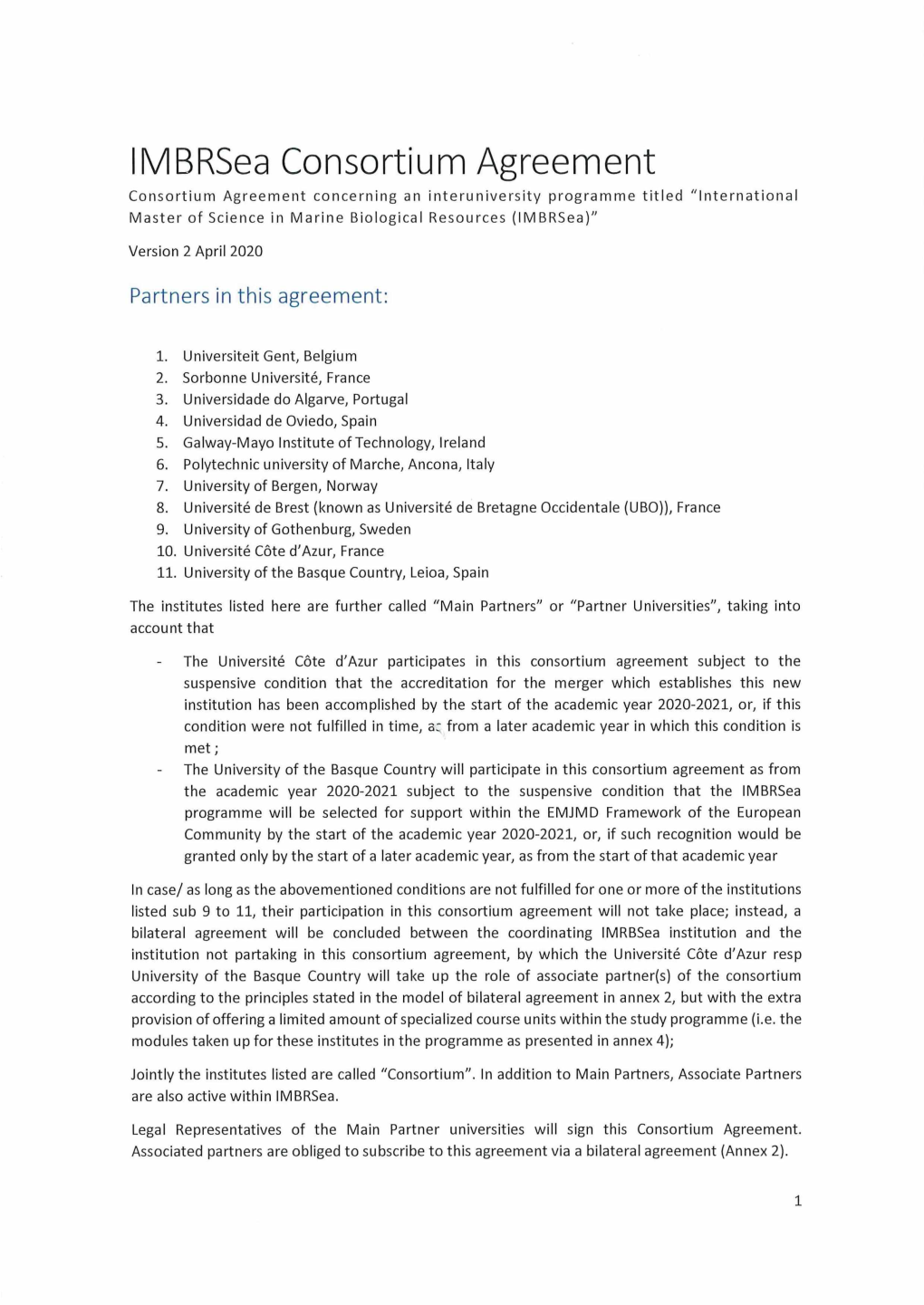 Imbrsea Consortium Agreement