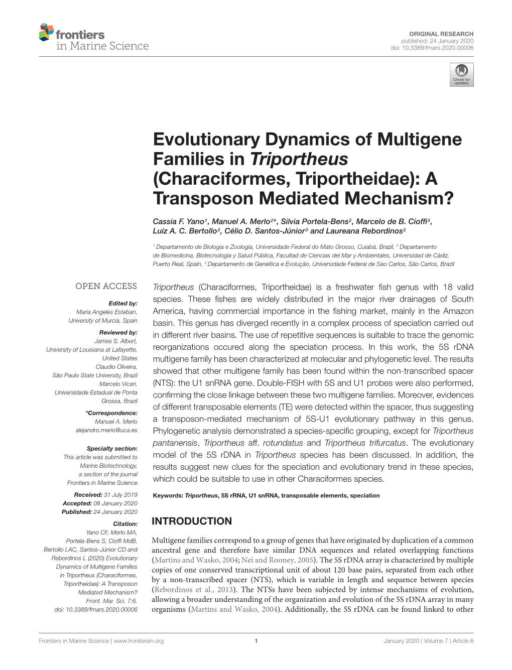 Evolutionary Dynamics of Multigene Families in Triportheus (Characiformes, Triportheidae): a Transposon Mediated Mechanism?