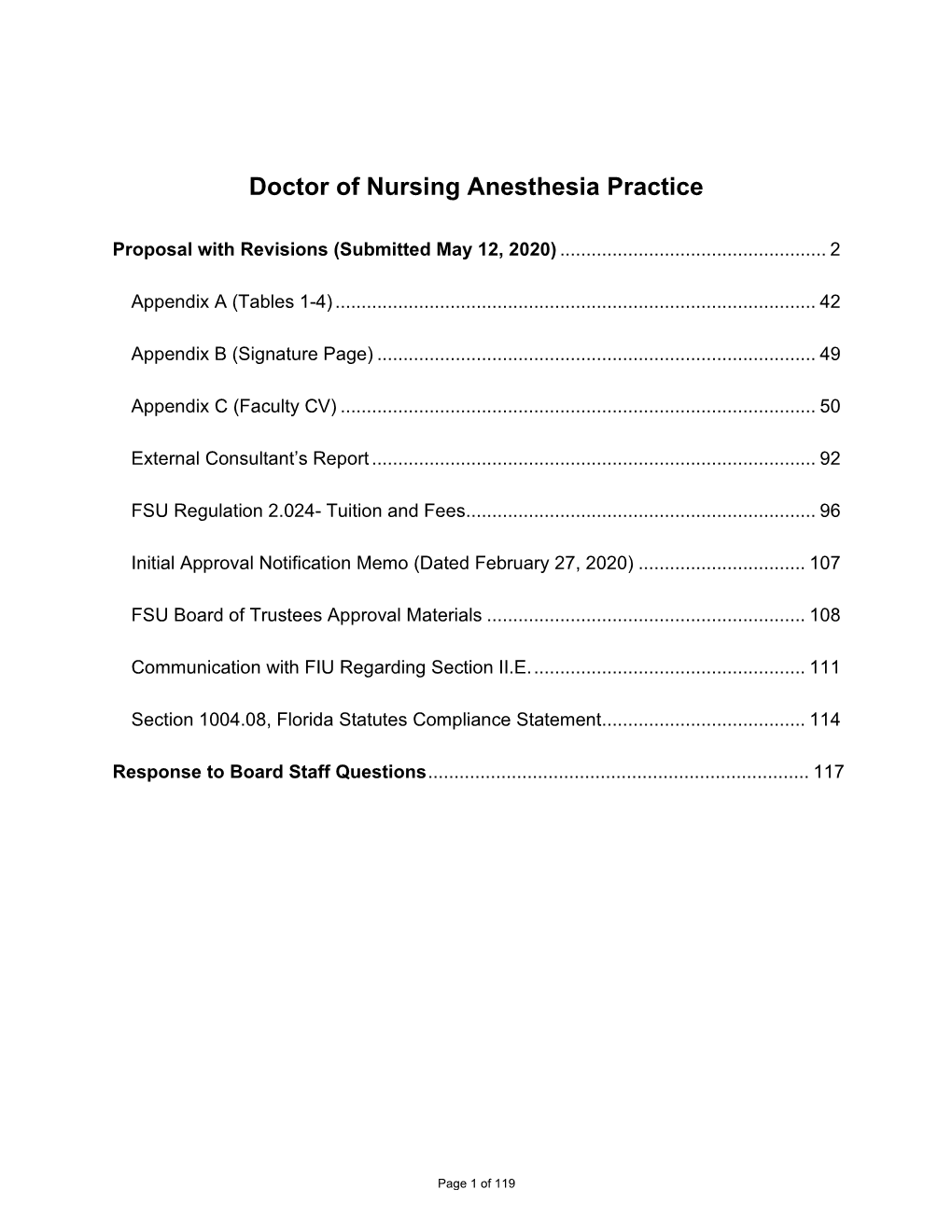 Doctor of Nursing Anesthesia Practice