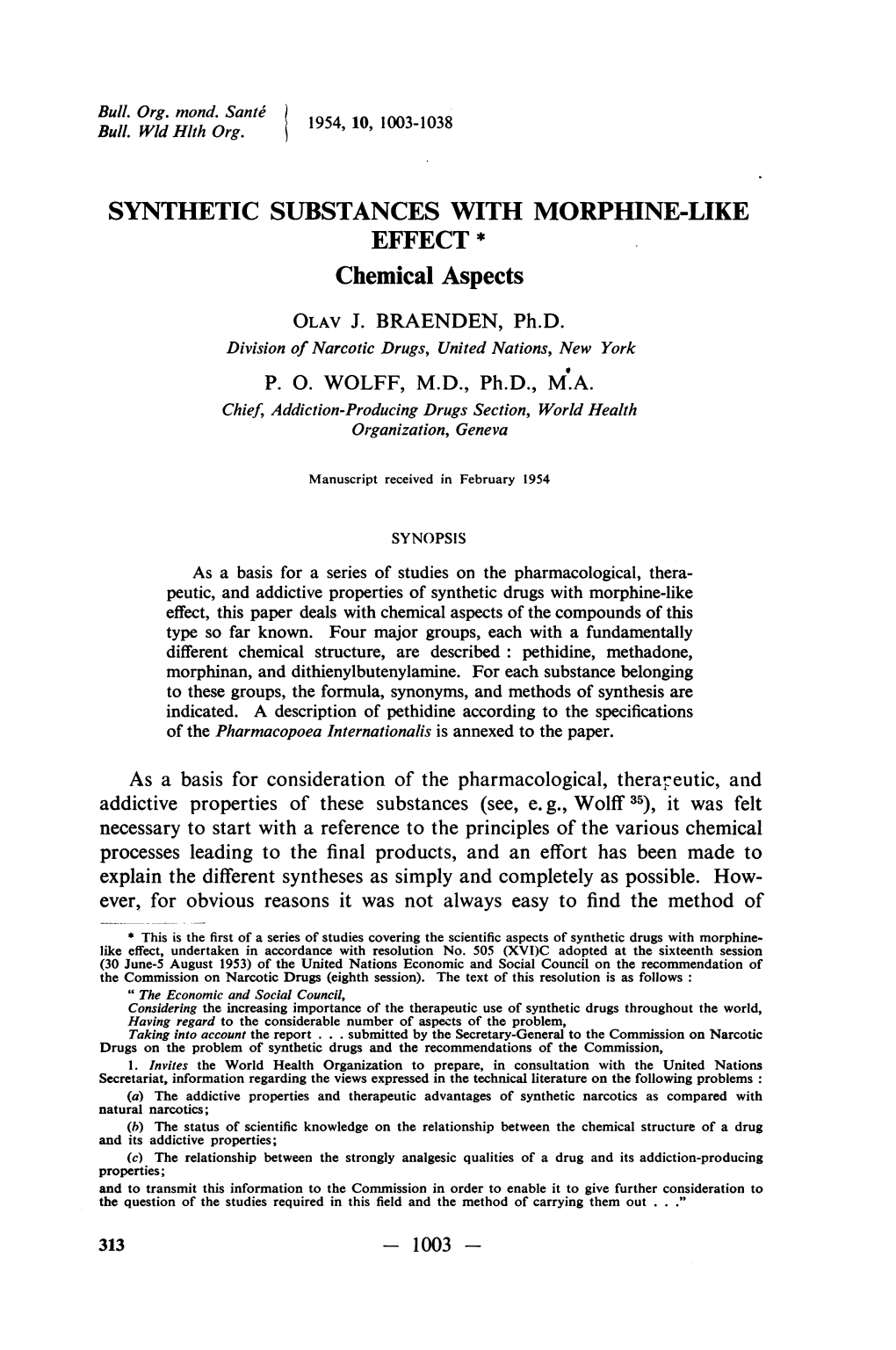 Chemical Aspects OLAV J