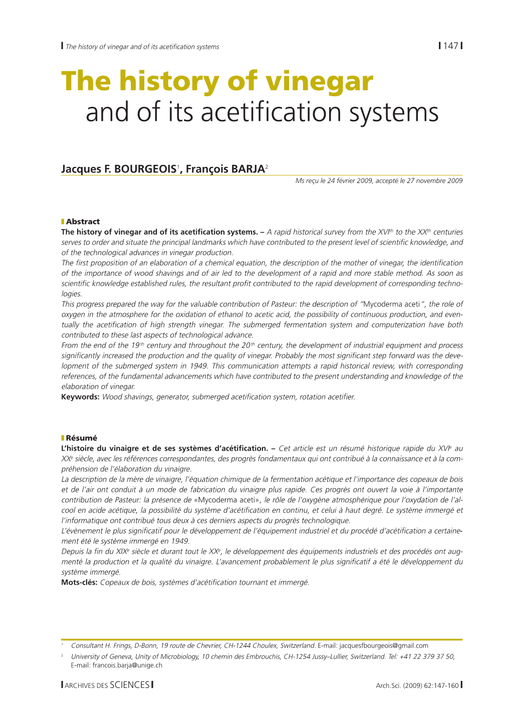 The History of Vinegar and of Its Acetification Systems | 147 | the History of Vinegar and of Its Acetification Systems