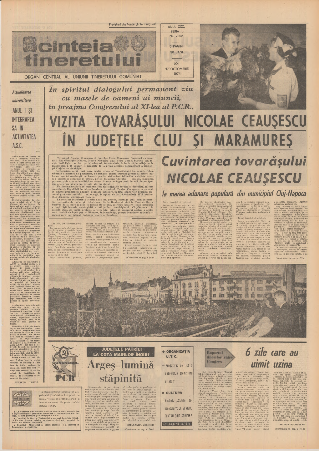 VIZITA TOVARĂȘULUI NICOLAE CEAUȘESCU in JUDEȚELE CLUJ Șl MARAMUREȘ