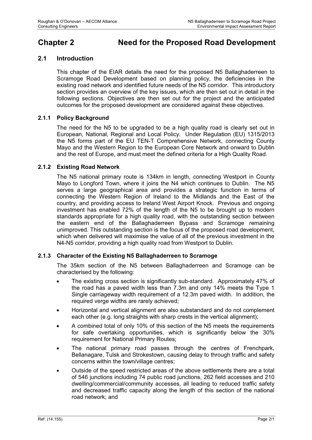 Chapter 2 Need for the Proposed Road Development