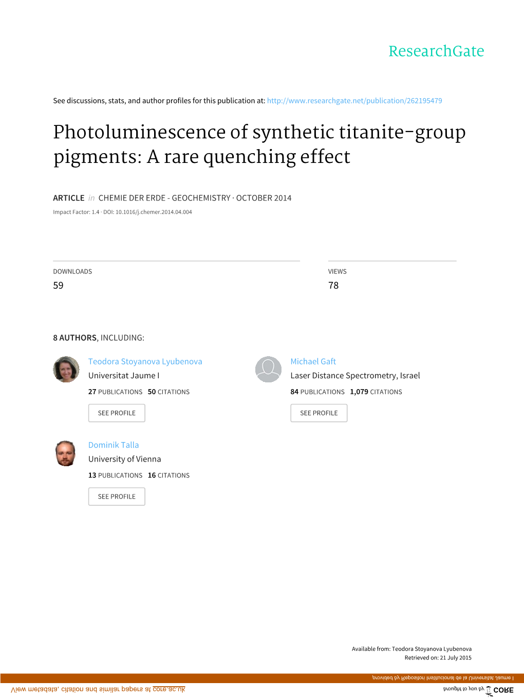 Photoluminescence of Synthetic Titanite-Group Pigments: a Rare Quenching Effect