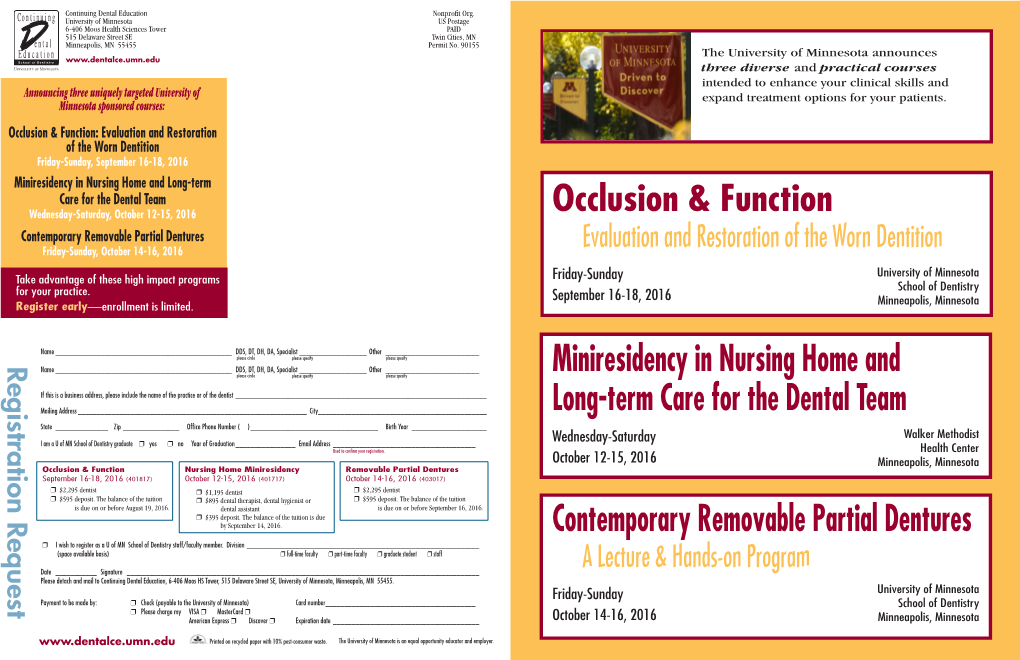 Occlusion & Function Miniresidency in Nursing Home and Long-Term Care