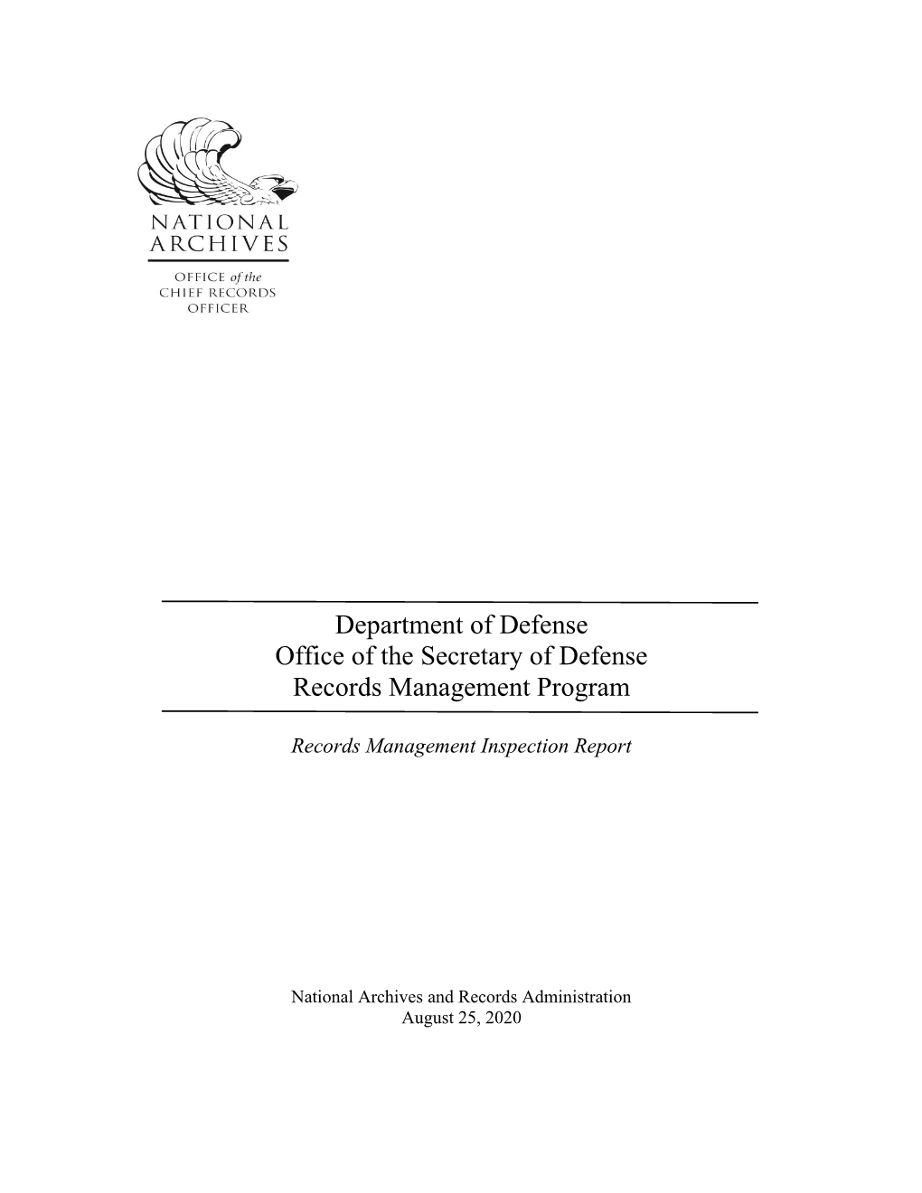 Department of Defense Office of the Secretary of Defense Records Management Program