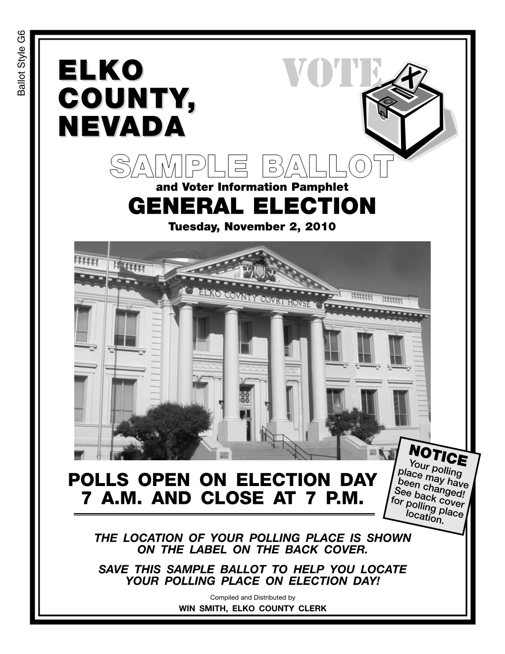 Elko County, Nevada Sample Ballot