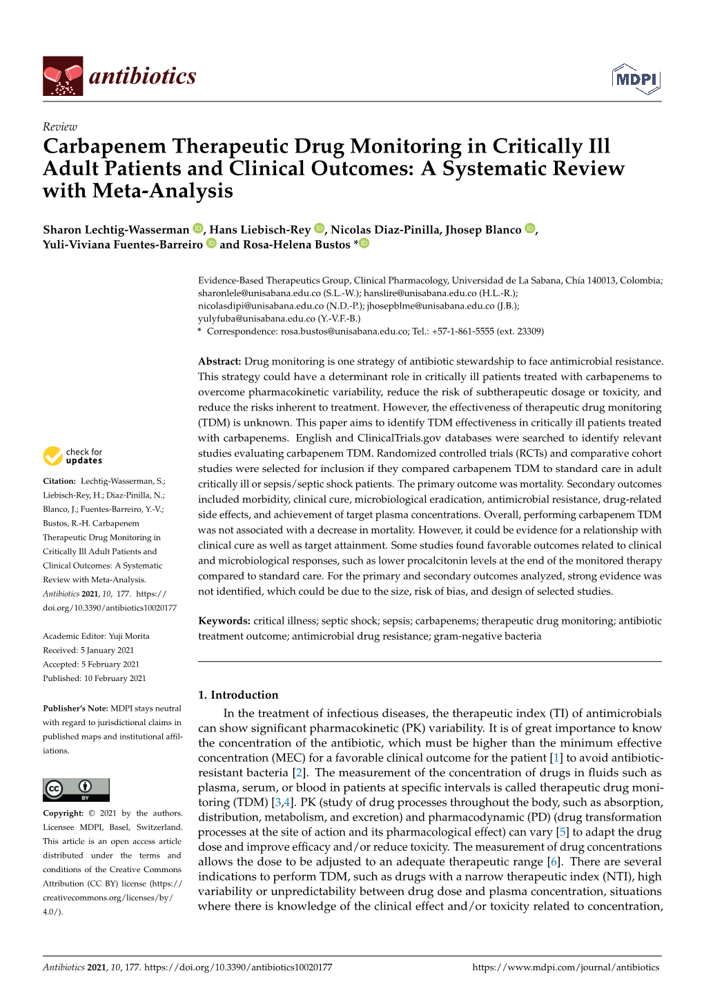 Carbapenem Therapeutic Drug Monitoring in Critically Ill Adult Patients and Clinical Outcomes: a Systematic Review with Meta-Analysis