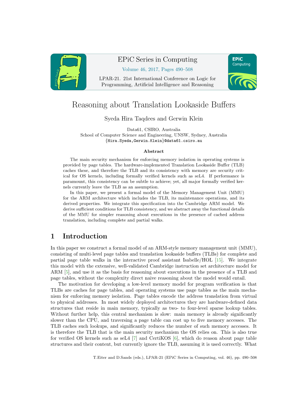 Reasoning About Translation Lookaside Buffers