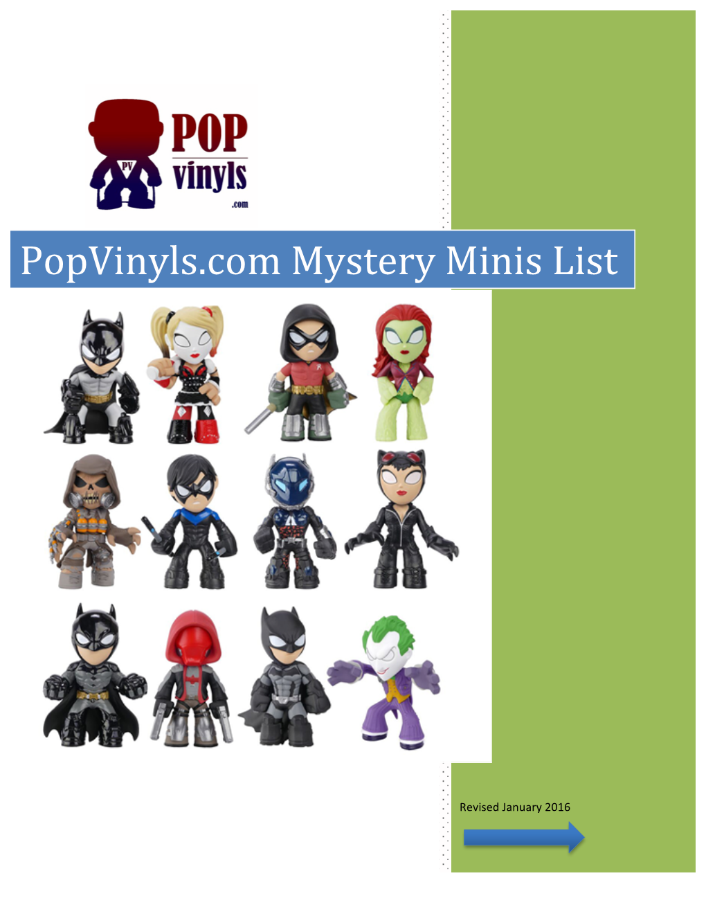 Popvinyls.Com Mystery Minis List