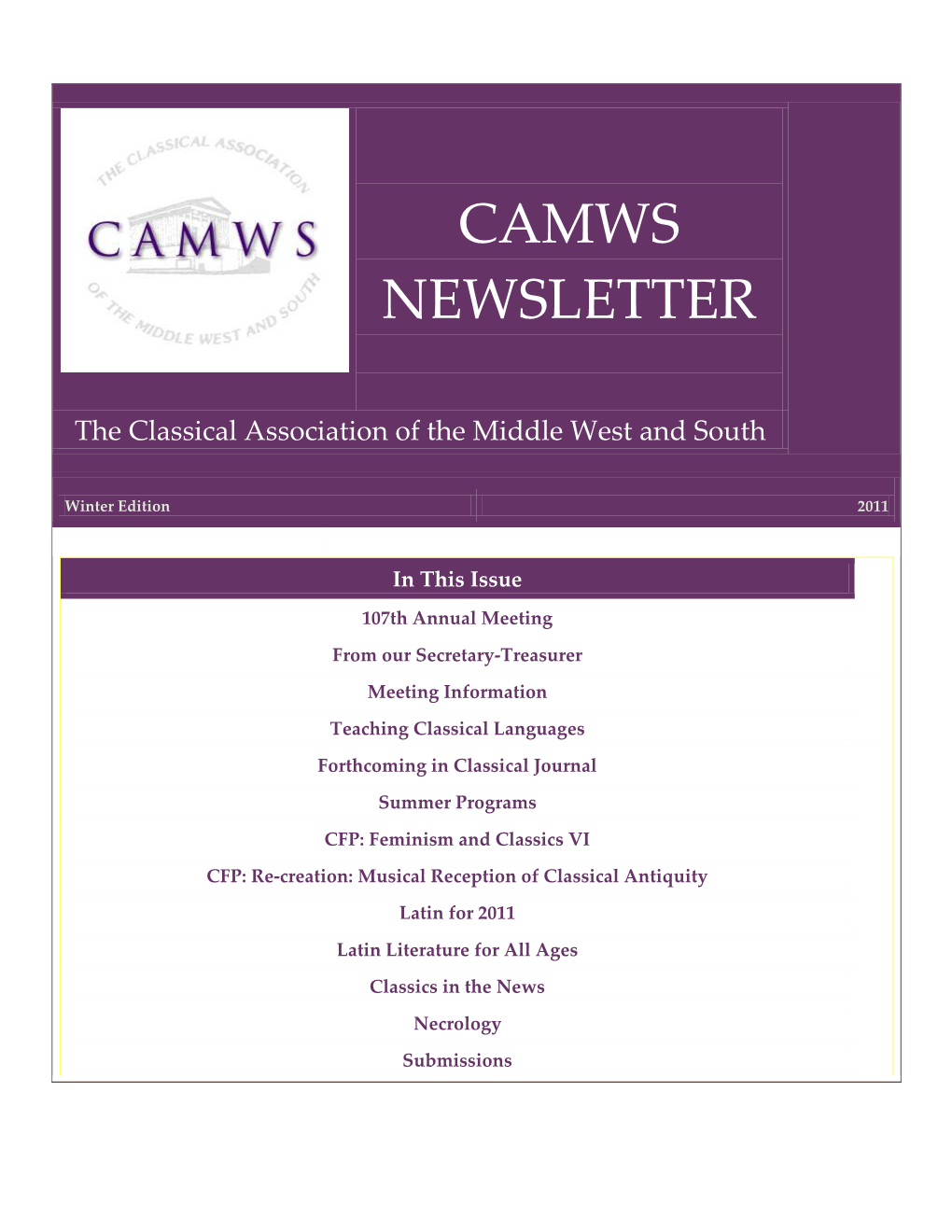 Camws Newsletter