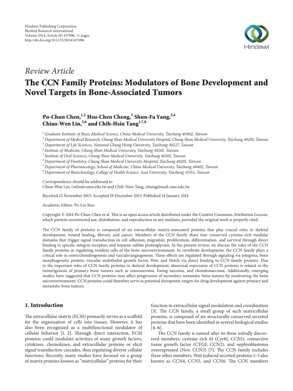 The CCN Family Proteins: Modulators of Bone Development and Novel Targets in Bone-Associated Tumors