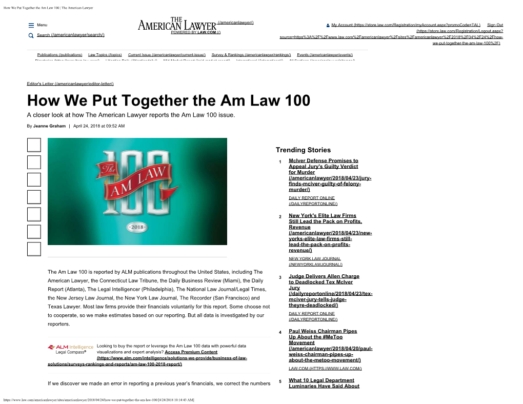 How We Put Together the Am Law 100 | the American Lawyer