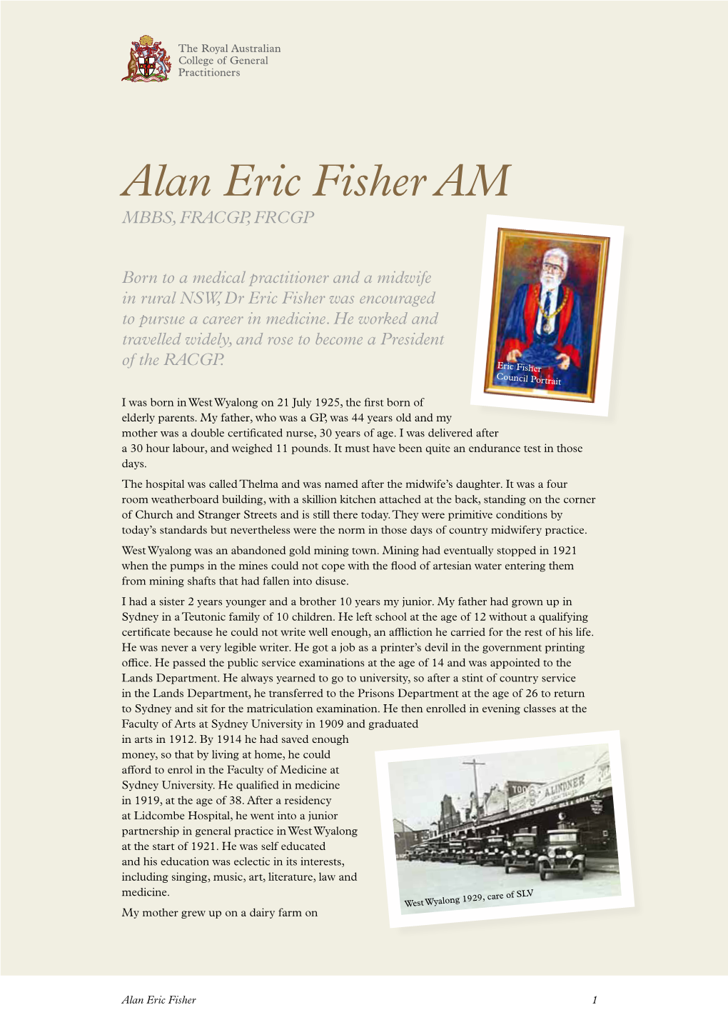 Biography of Alan Eric Fisher AM