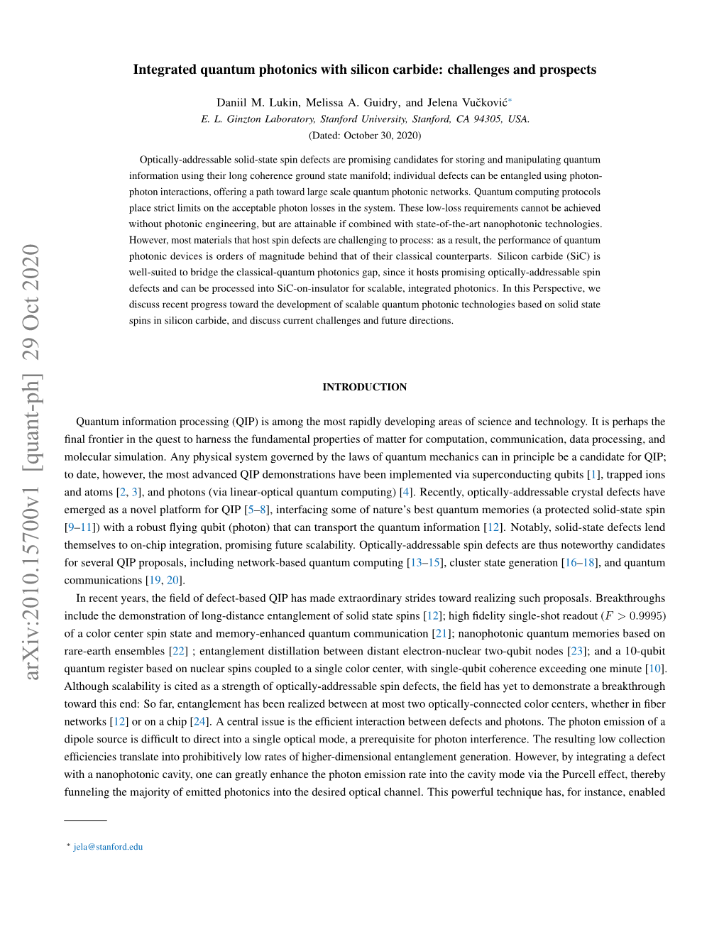 Arxiv:2010.15700V1 [Quant-Ph] 29 Oct 2020