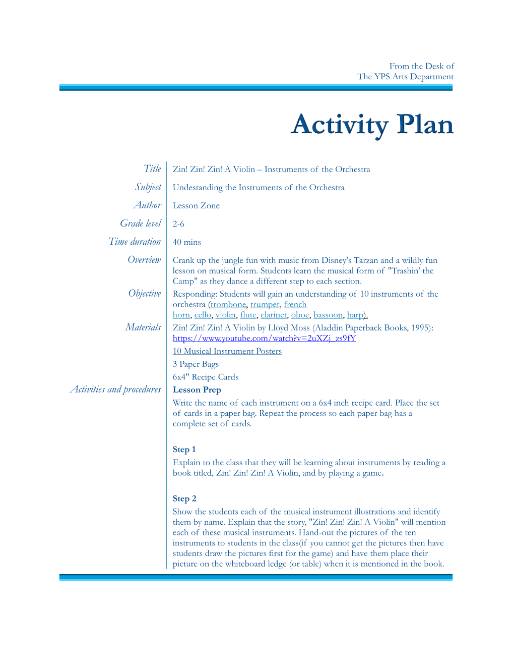 Activity Plan