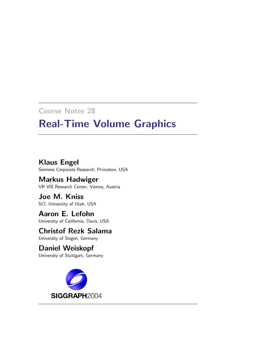 Course Notes 28 Real-Time Volume Graphics
