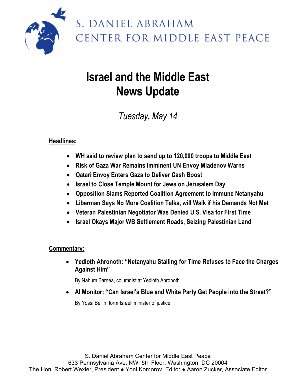 Israel and the Middle East News Update