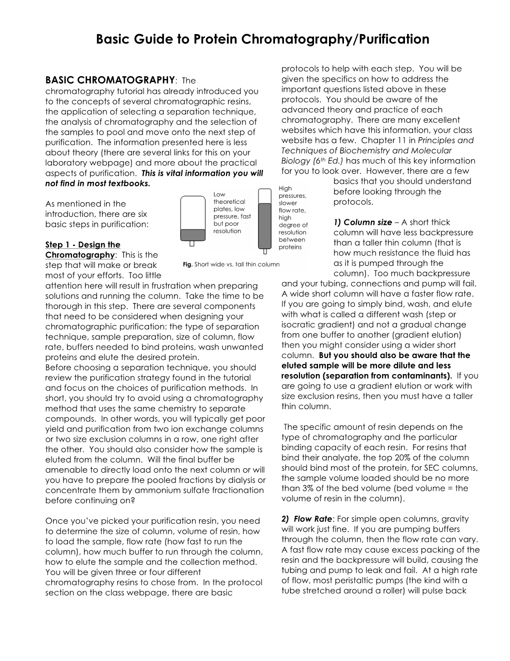 Basic Guide to Protein Chromatography/Purification