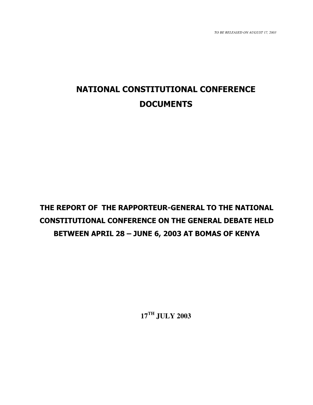 National Constitutional Conference Documents