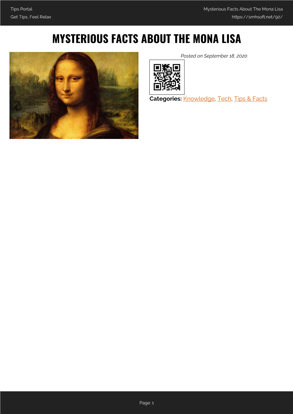 Mysterious Facts About the Mona Lisa Get Tips, Feel Relax