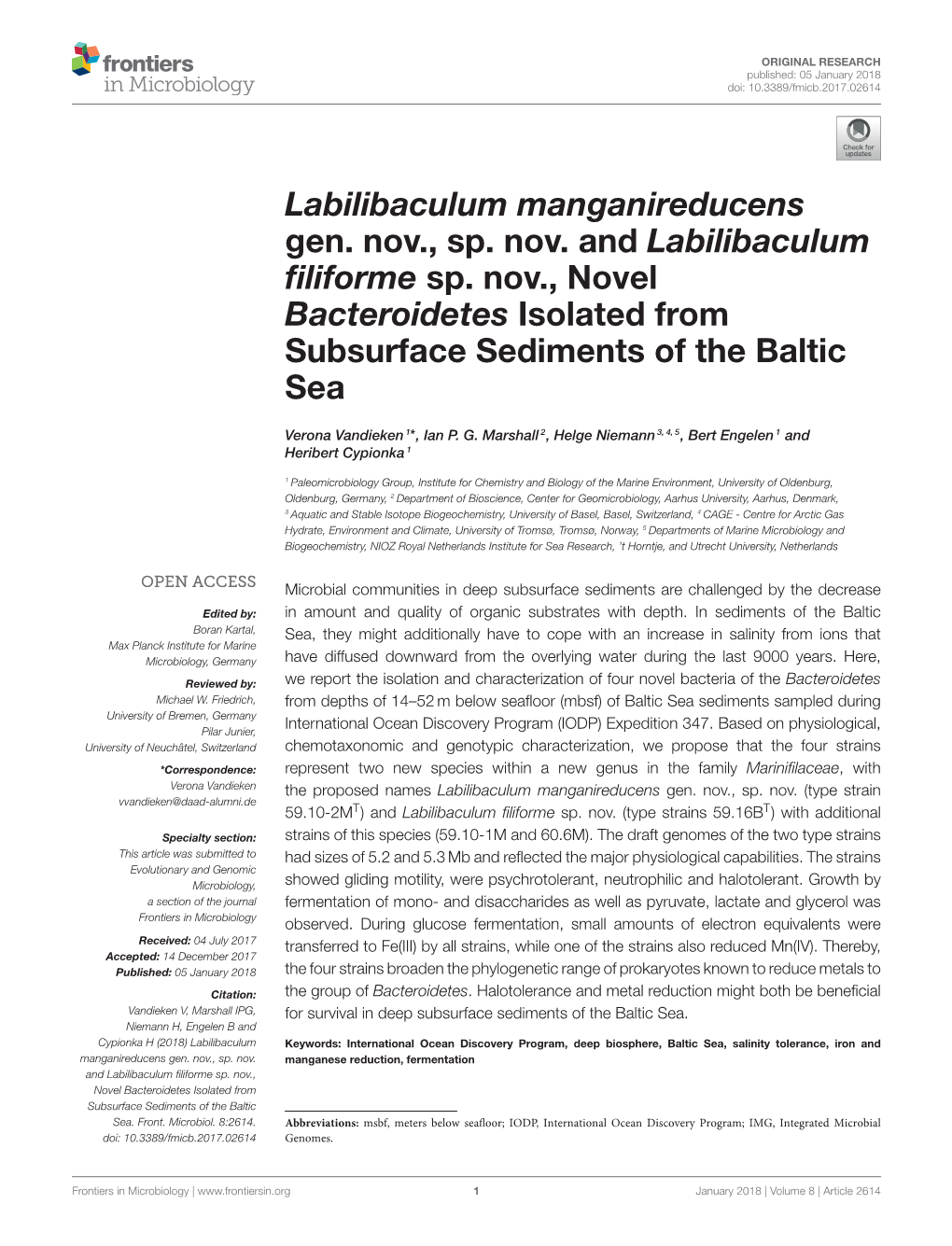 IMG, Integrated Microbial Doi: 10.3389/Fmicb.2017.02614 Genomes