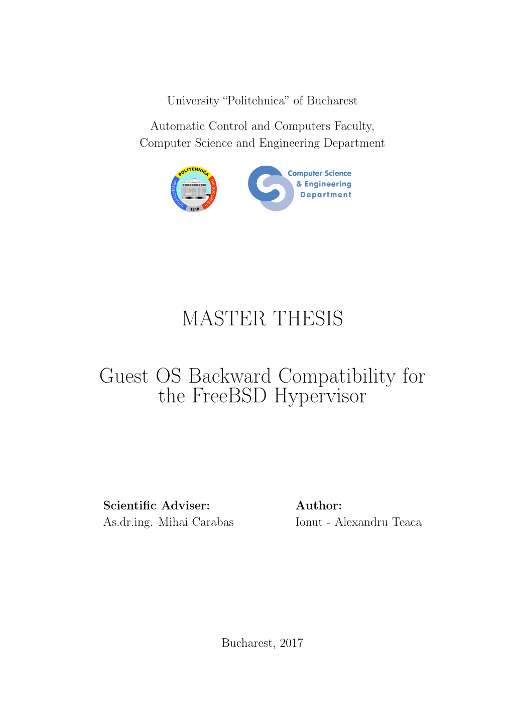 MASTER THESIS Guest OS Backward Compatibility for the Freebsd