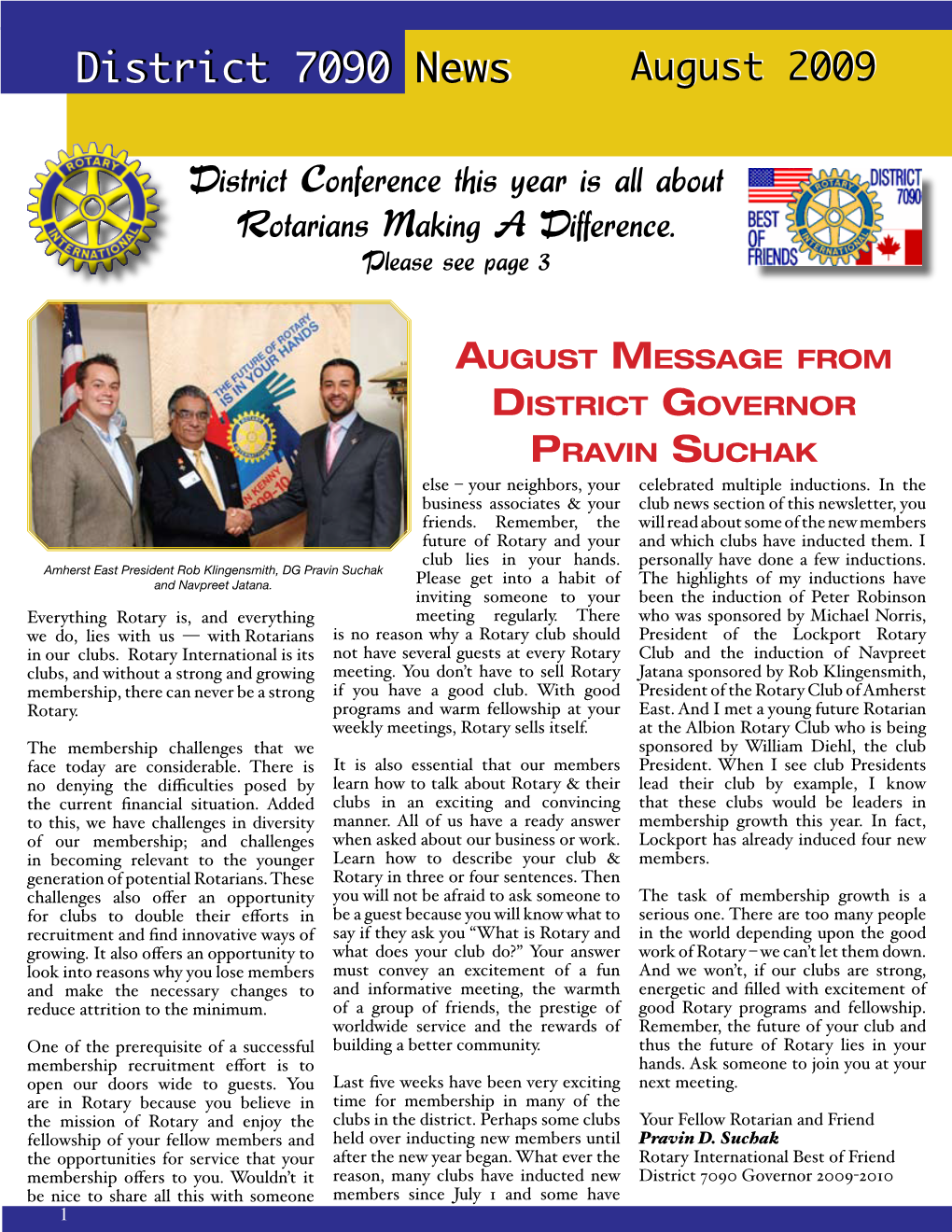 District 7090 Newsletter - August 2009