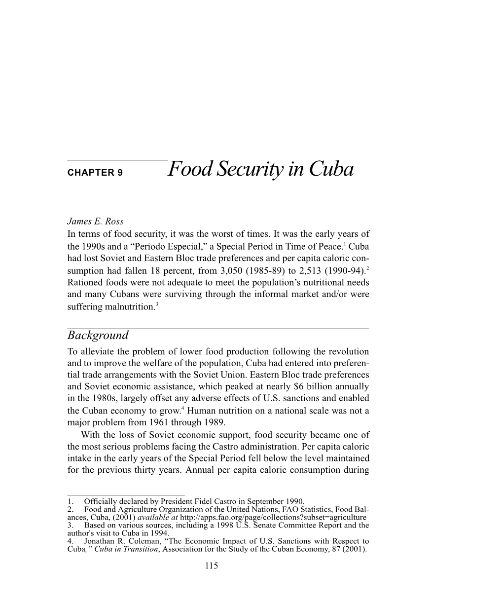 Food Security in Cuba