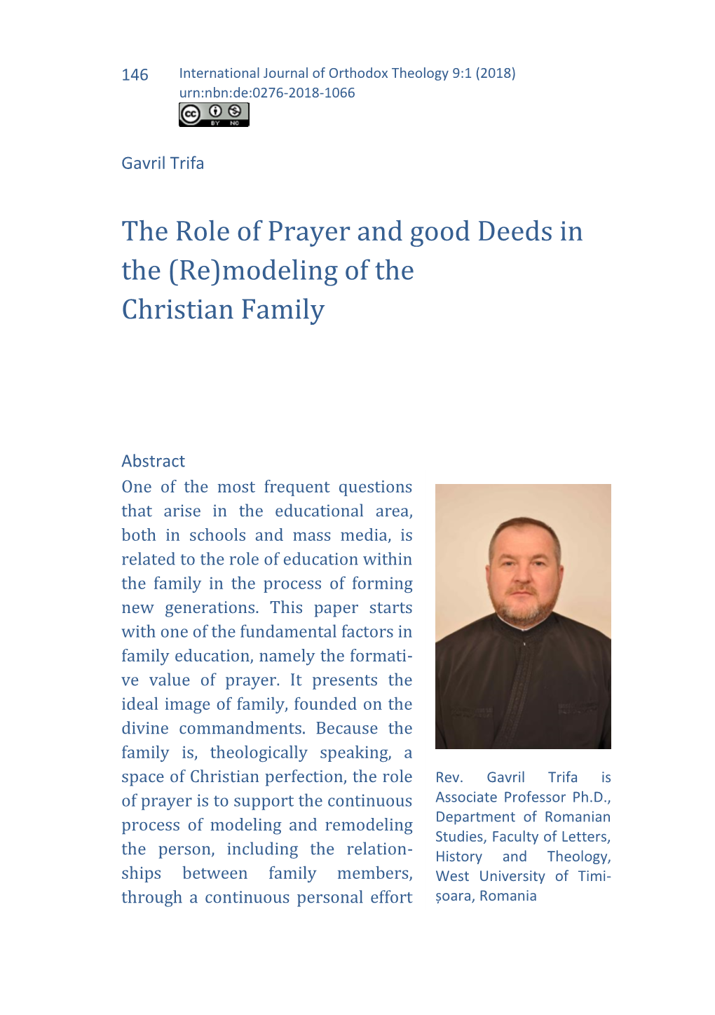 The Role of Prayer and Good Deeds in the (Re)Modeling of the Christian Family