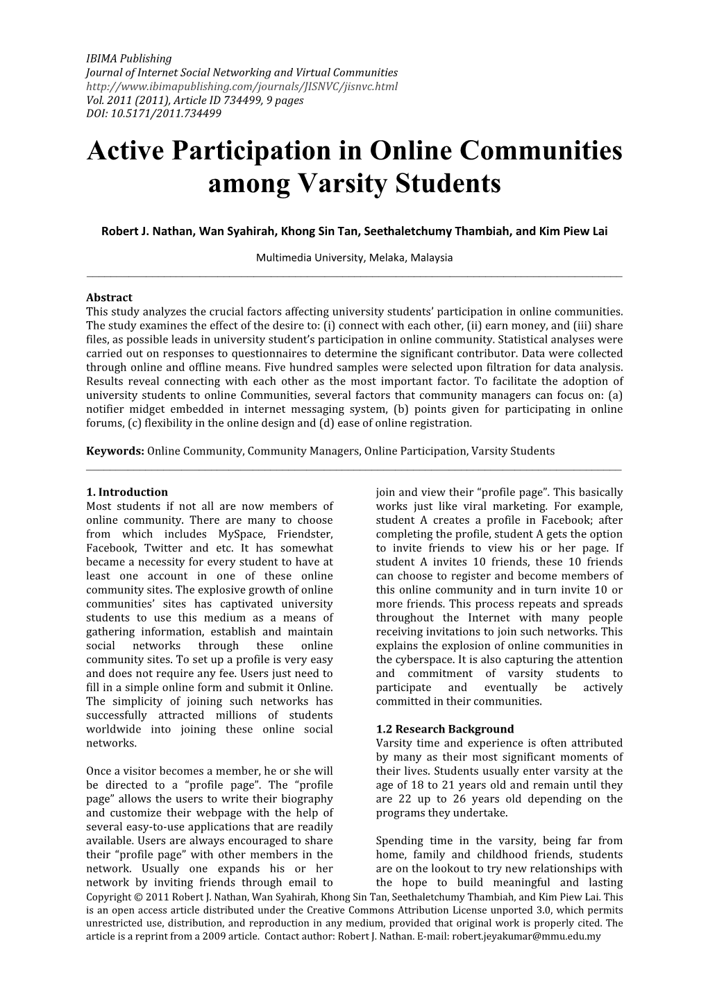 Active Participation in Online Communities Among Varsity Students