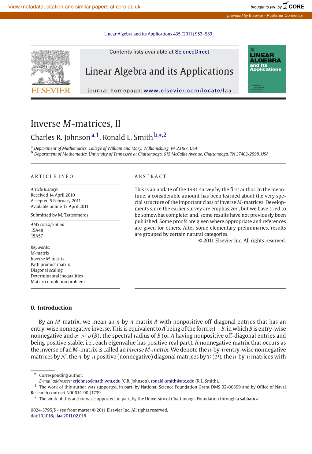 Inverse M-Matrices, II ∗ Charles R