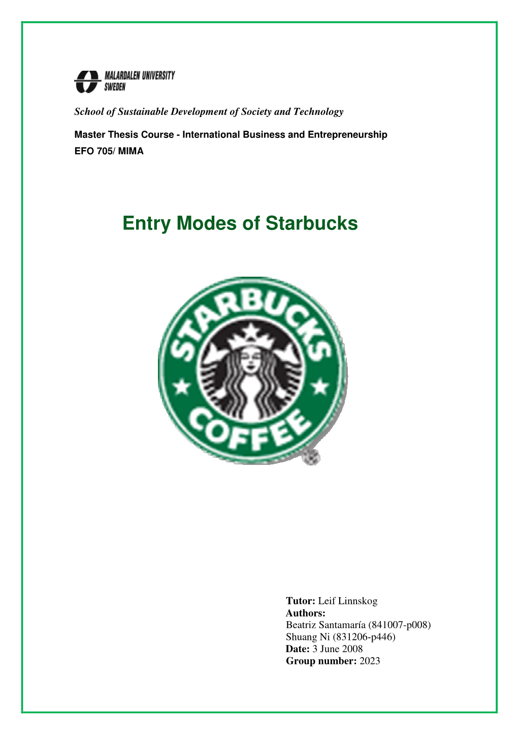 Entry Modes of Starbucks