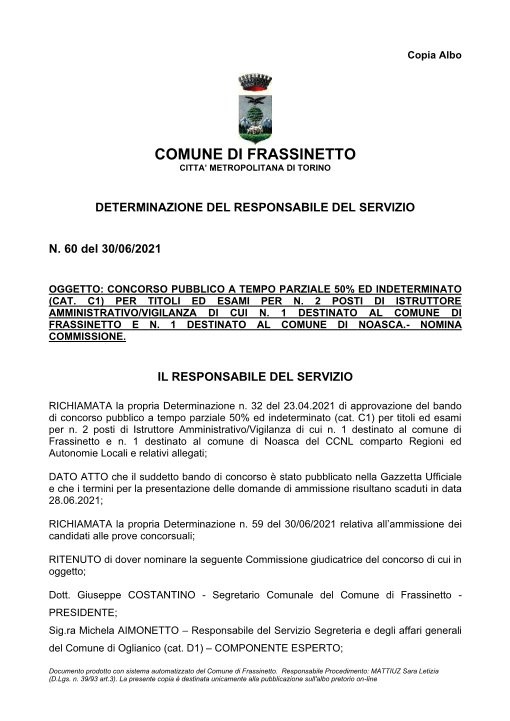 Nomina Commissione