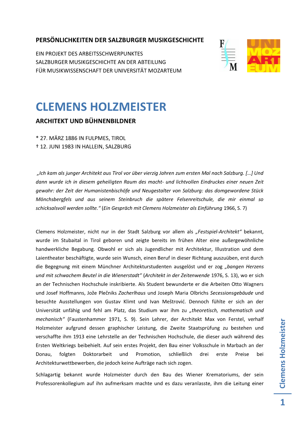 Clemens Holzmeister Architekt Und Bühnenbildner