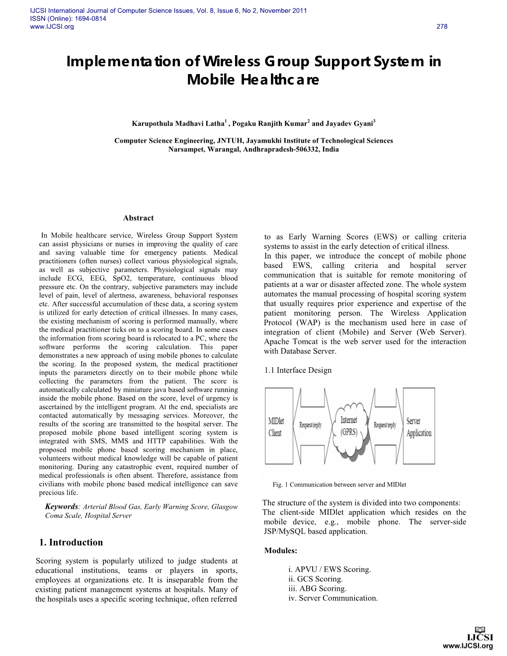 Implementation of Wireless Group Support System in Mobile Healthcare