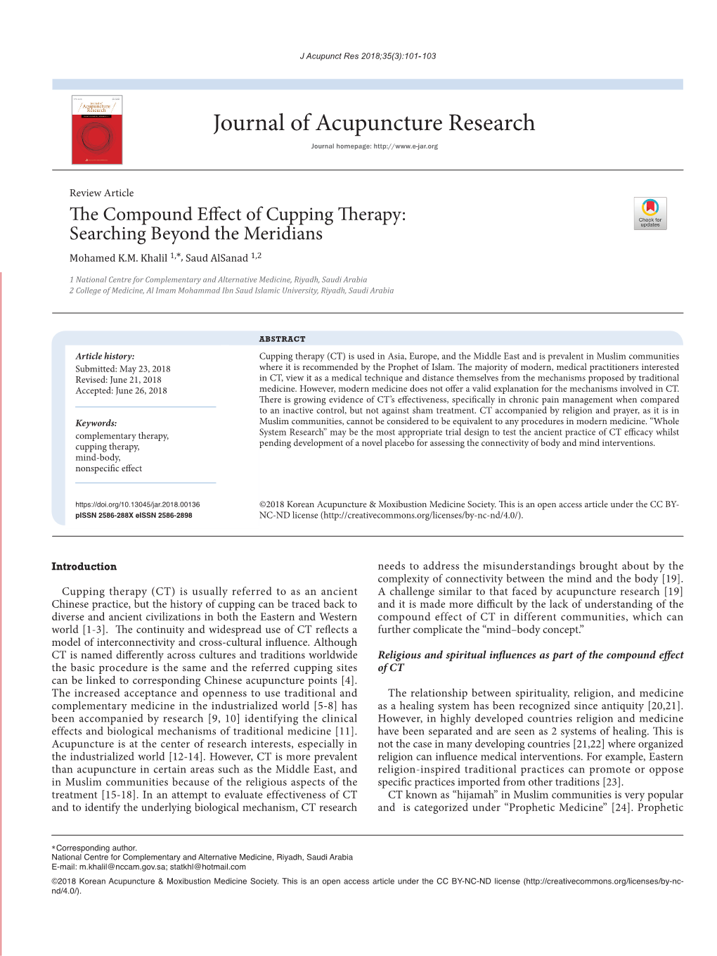 Journal of Acupuncture Research Journal Homepage