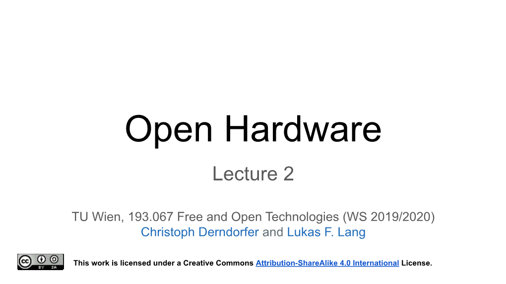 Open Hardware Lecture 2