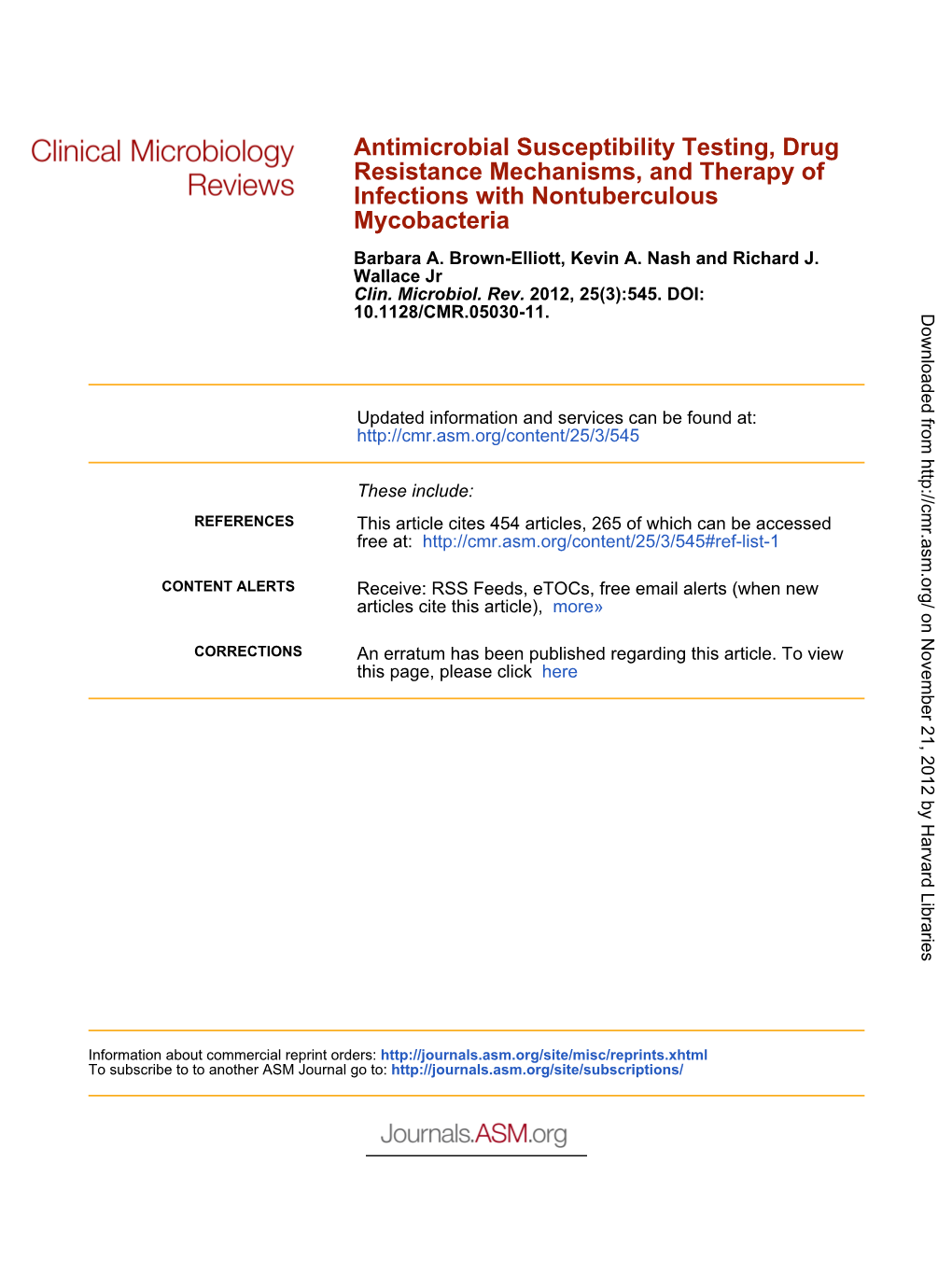 Mycobacteria Infections with Nontuberculous Resistance