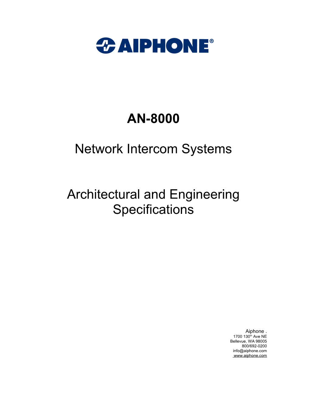 AN-800 Architectural & Engineering Specifications