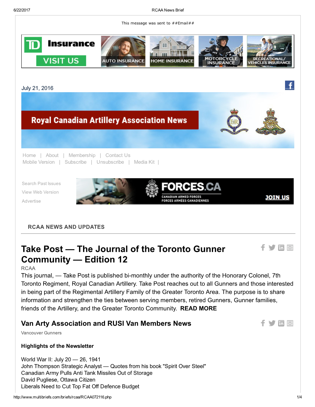Take Post — the Journal of the Toronto Gunner Community
