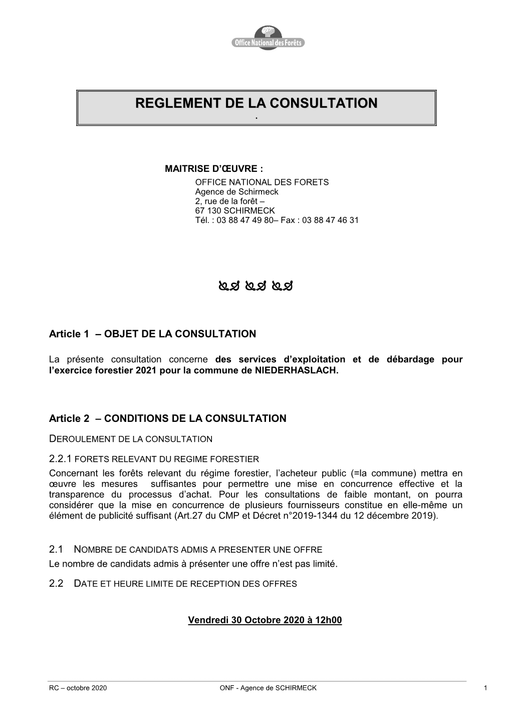 Reglement De La Consultation