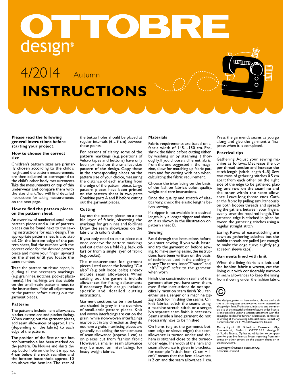 4/2014 Autumn INSTRUCTIONS